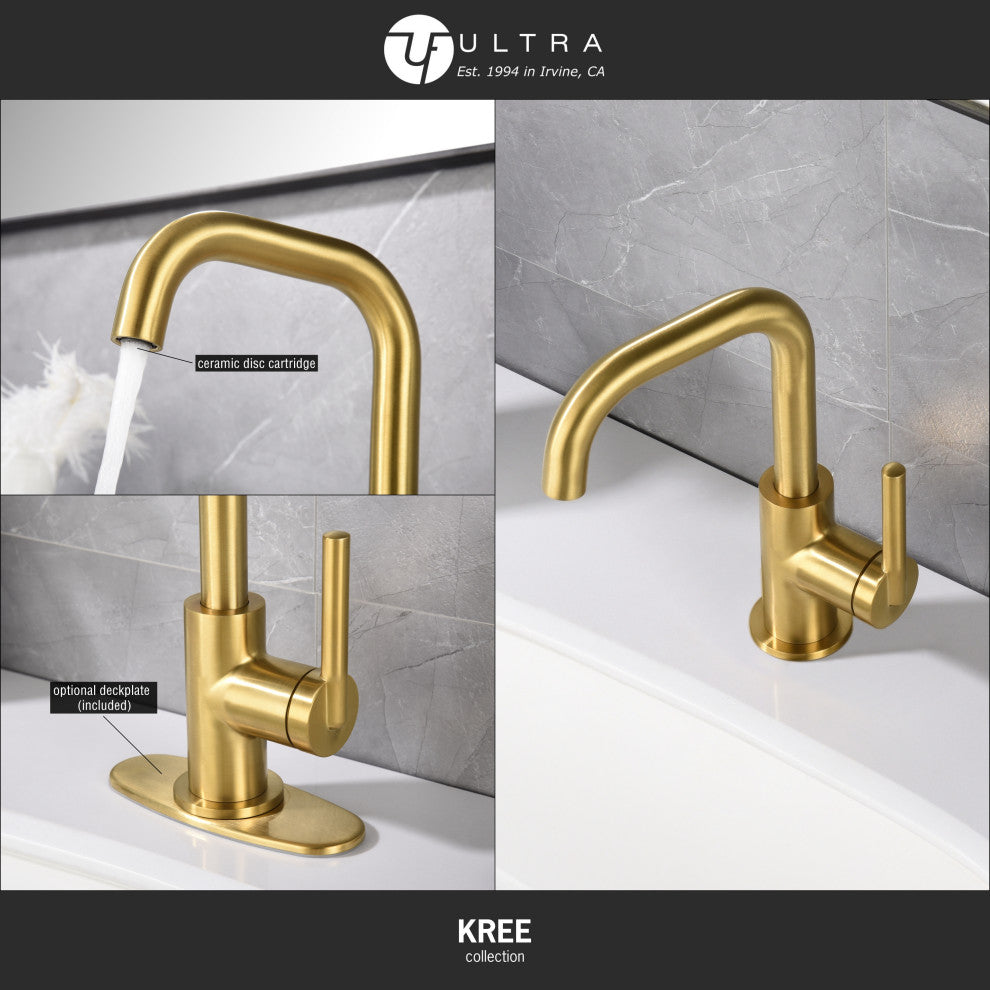 Ultra Faucets UF3070X Single Handle Bathroom Faucet, Brushed Gold