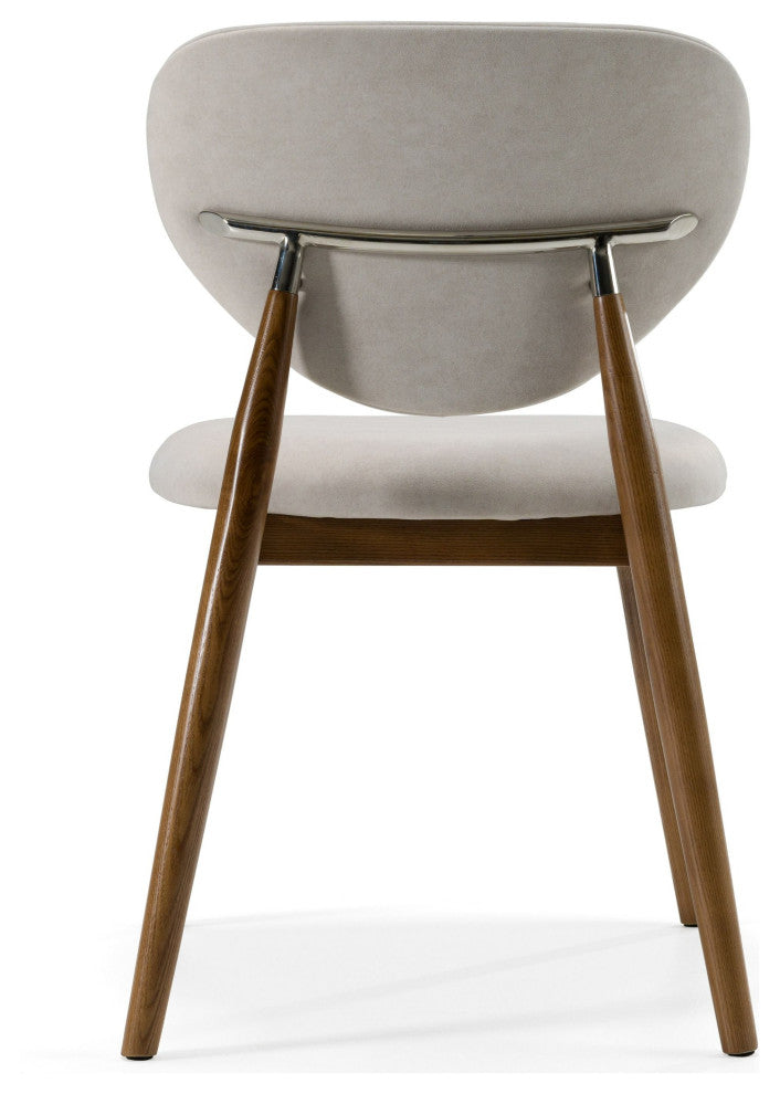 Modrest Savannah Mid-Century Modern Grey Fabric, Walnut Dining Chair