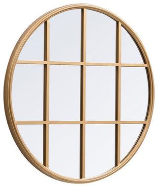 Macey Metal Windowpane Mirror, 28"x28", Brass