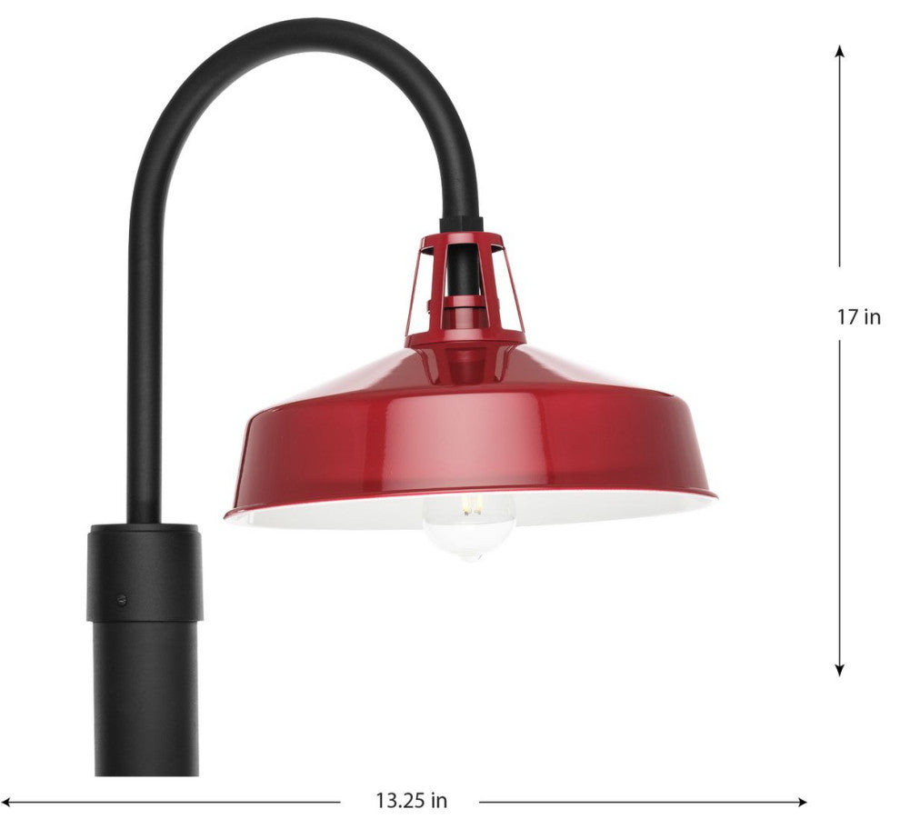 Cedar Springs 1-Light Red Metal Shade Farmhouse Outdoor Post Lantern