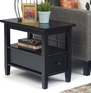 Warm Shaker Solid Wood 14" Rustic Narrow Side Table, Black