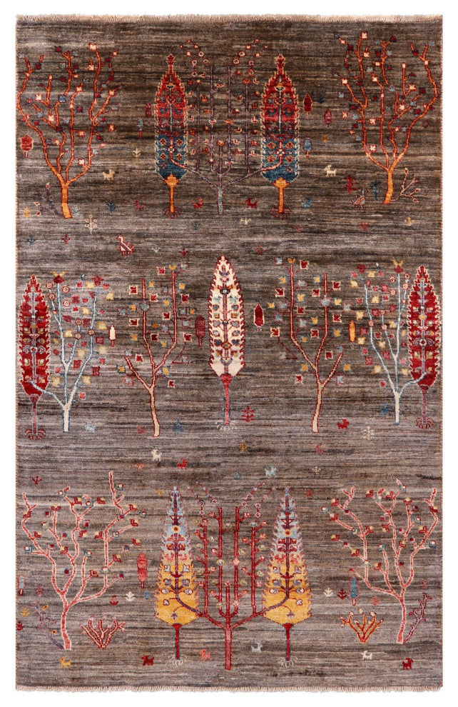 Persian Gabbeh Tribal Hand-Knotted Wool Rug 3' 10" X 6' 1" Q5274