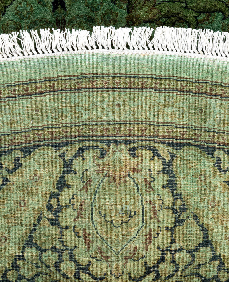 Overdyed One-of-a-Kind Hand-Knotted Area Rug Green, 8' 1" x 8' 1"