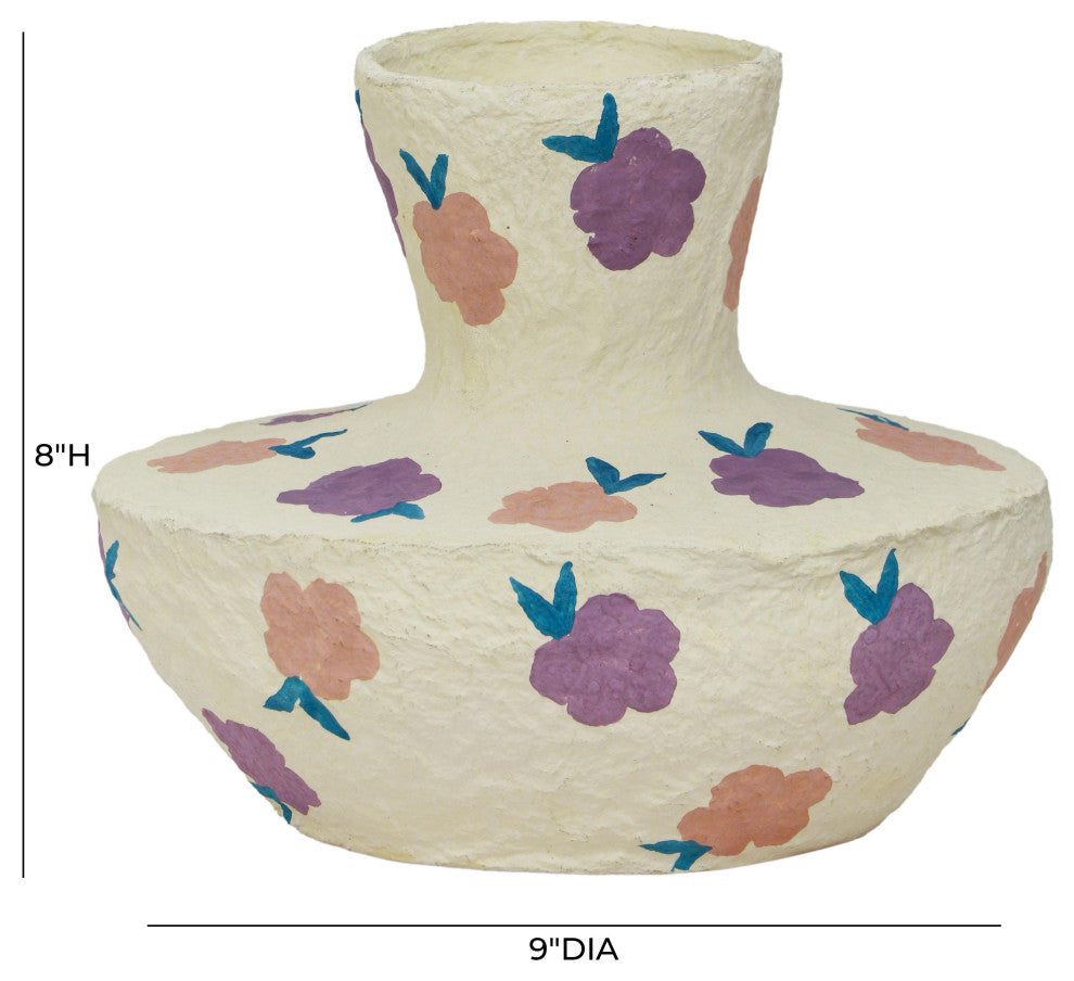Cotton Mache Vase, Spring Blossoms