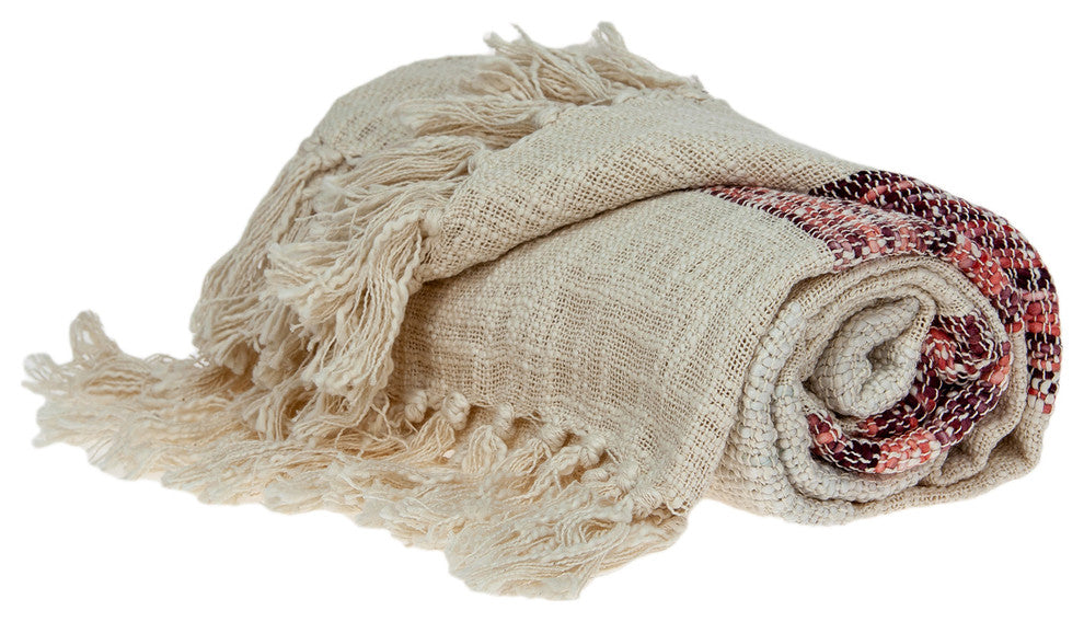 Meena Transitional Multicolored Handloomed 52"x67" Cotton, Throw