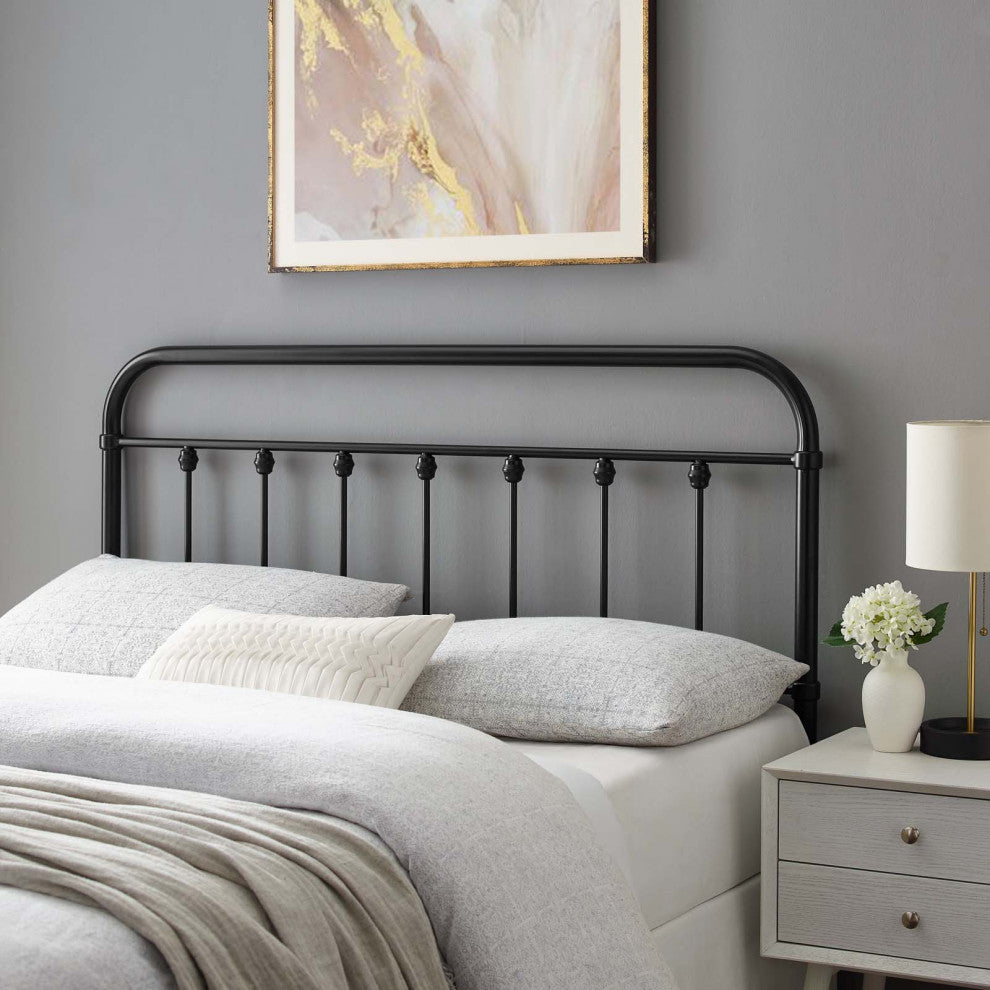 Headboard, King Size, Metal, Black, Modern Farmhouse, Bedroom Master Suite