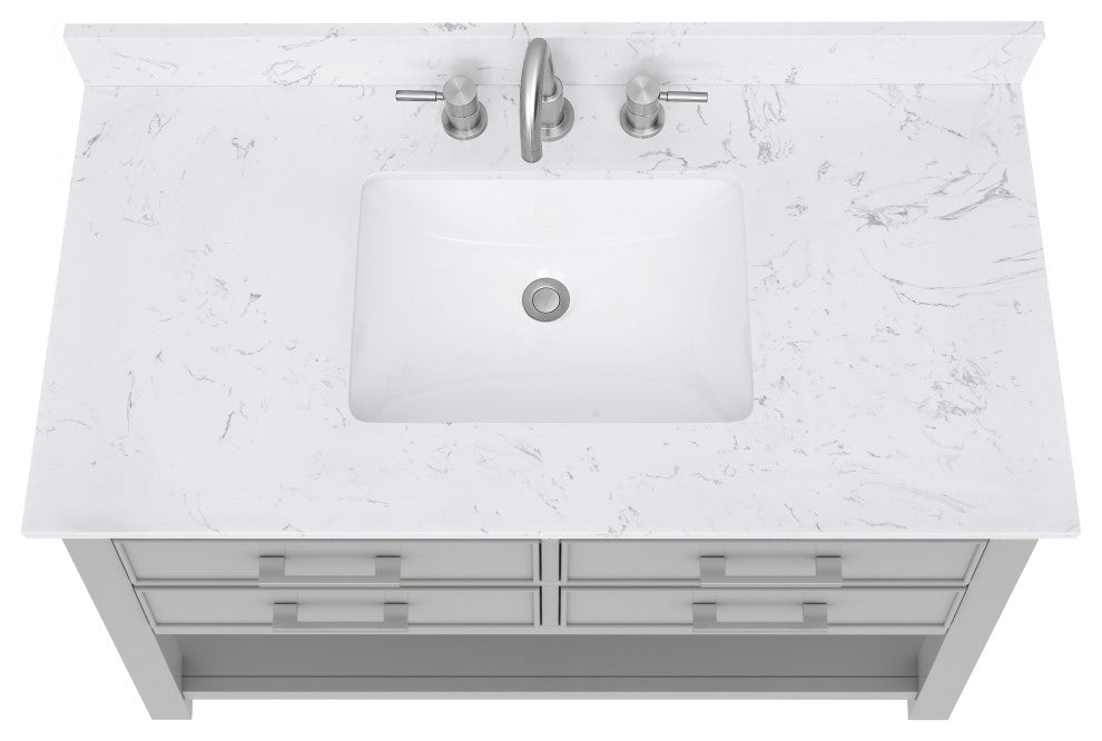 Avanity Brooks 42" Vanity, Chilled Gray and Cala White Engineered Top
