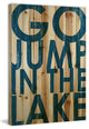 "Go Jump Blue" Painting Print on Natural Pine Wood, 40"x60"
