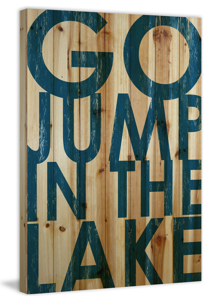 "Go Jump Blue" Painting Print on Natural Pine Wood, 40"x60"