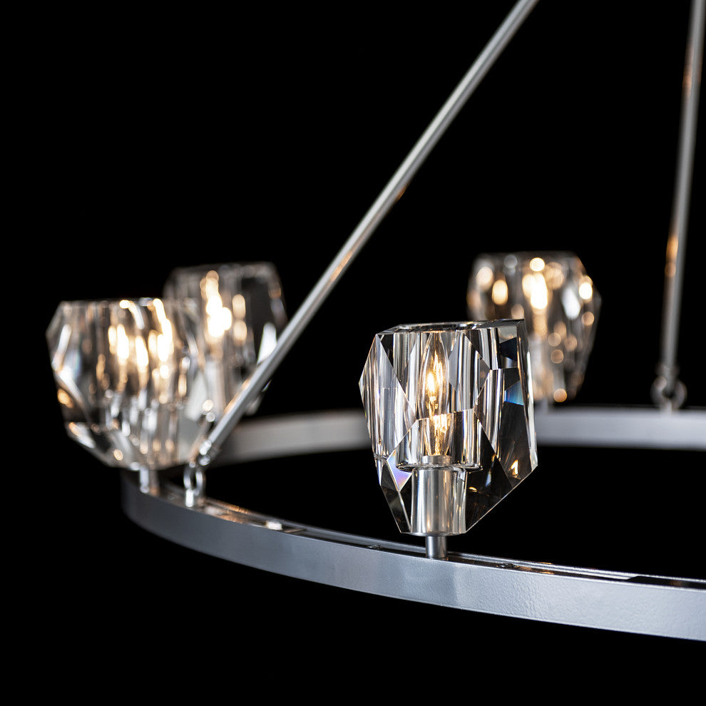 Gatsby 8-Light Chandelier, Sterling Finish, Crystal Accents