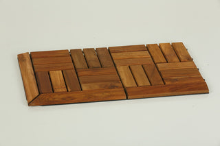 U-Snap End Piece Interlocking Flooring, Solid Teak Wood, 2-Piece Set