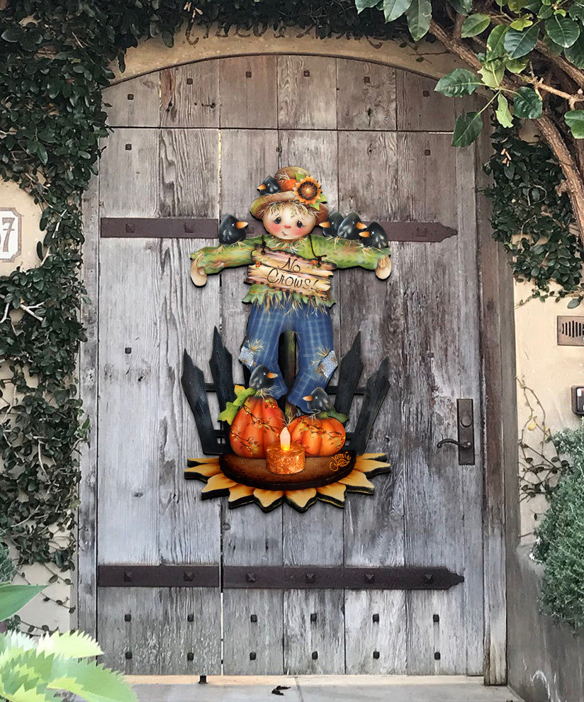 No Crows Scarecrow Door Hanger