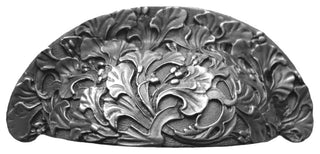 Florid Leaves Bin Pull, Antique Pewter