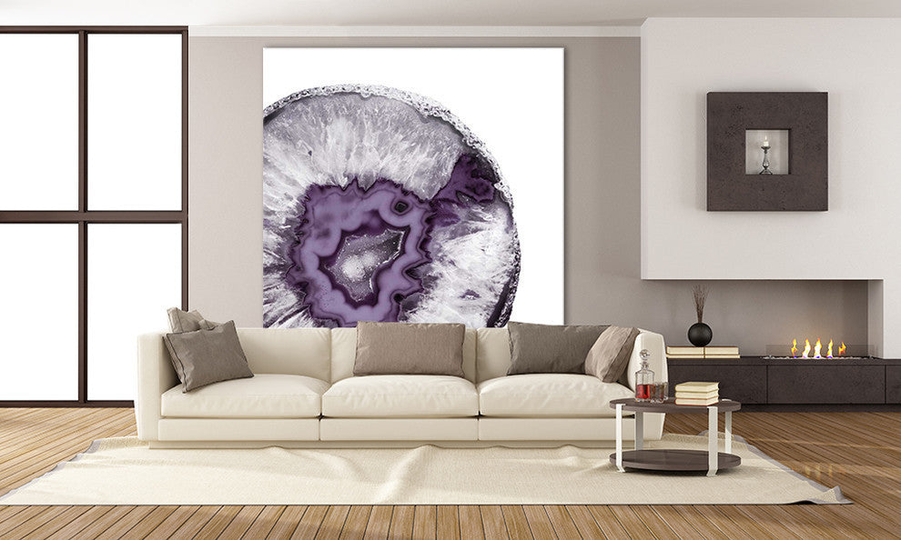 Plum Agate B Fine Art Giant Canvas Print, Purple, White, 54"x54"