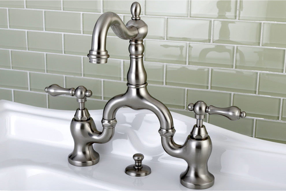 Kingston Brass Bathroom Faucet With Brass Pop-Up, Brushed Nickel
