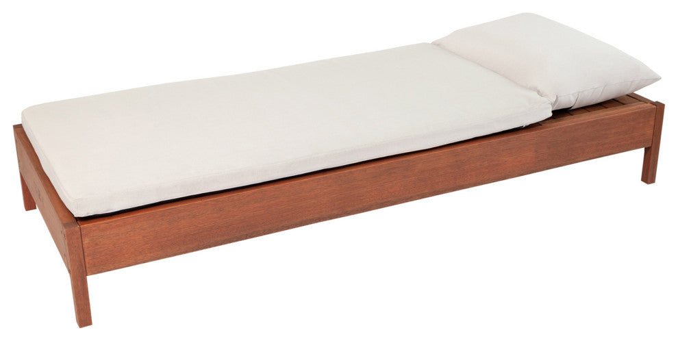 Grass Eucalyptus Wood Outdoor Reclining Chaise Lounge Chair With Cushion