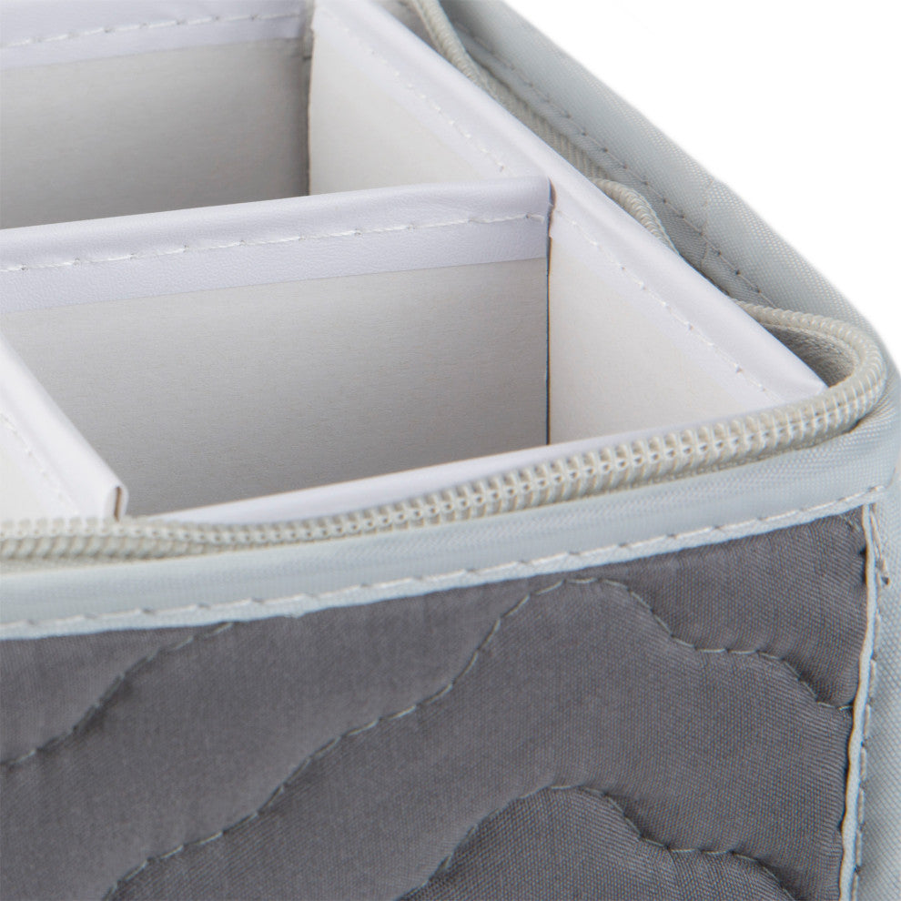 Quilted Microfiber China Cups Storage Chest Grey