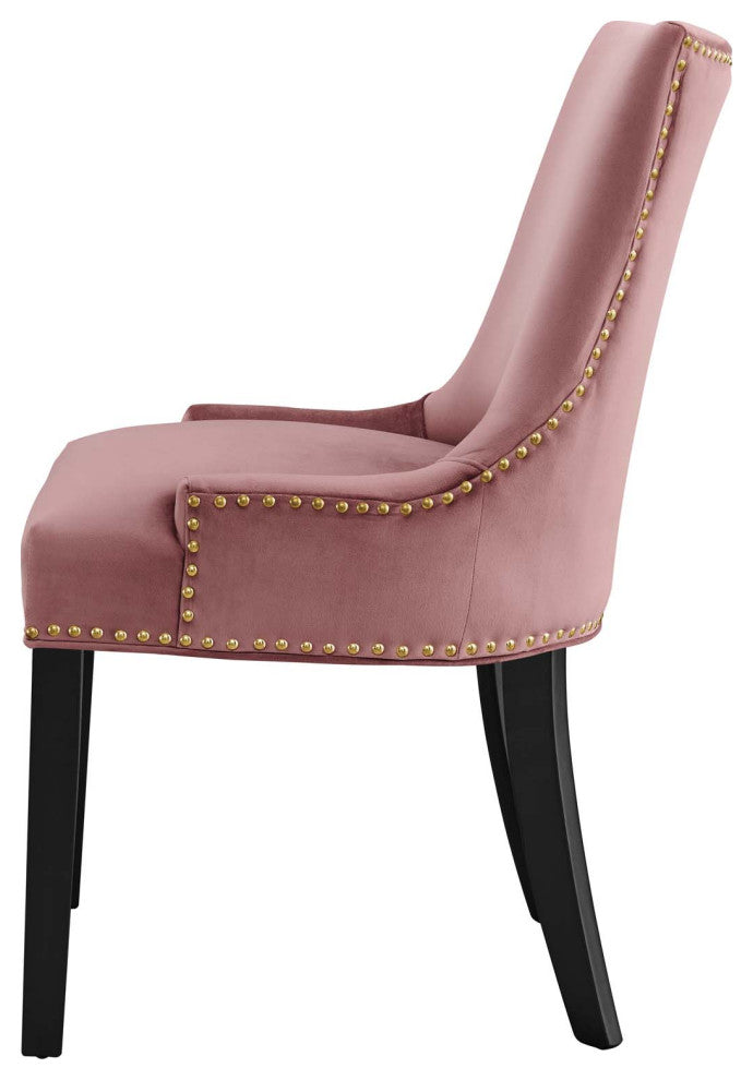Dining Chair, Nailhead, Set of 2, Pink, Velvet, Modern, Cafe Bistro Hospitality