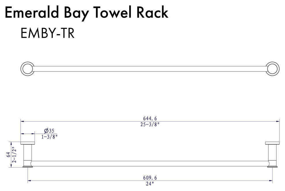 ZLINE Emerald Bay Towel Rail, Matte Black, EMBY-TR-MB