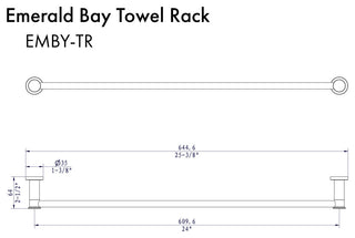 ZLINE Emerald Bay Towel Rail, Matte Black, EMBY-TR-MB