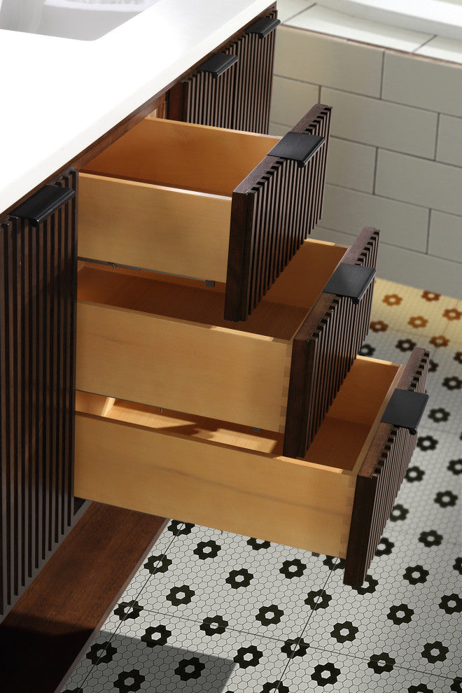 Ari Kitchen and Bath San Diego Bath Vanity, Walnut, 55", Double, Freestanding