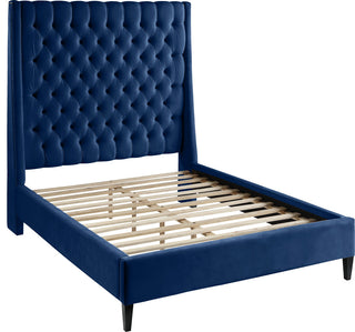 Fritz Velvet Upholstered Bed, Navy, Full