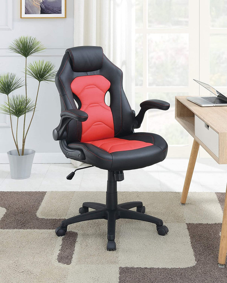Office Chair Upholstered Comfort Chair Gaming Office, Black/Red