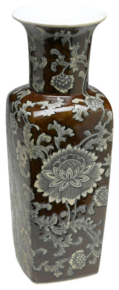 Square Brown and Gray Vase
