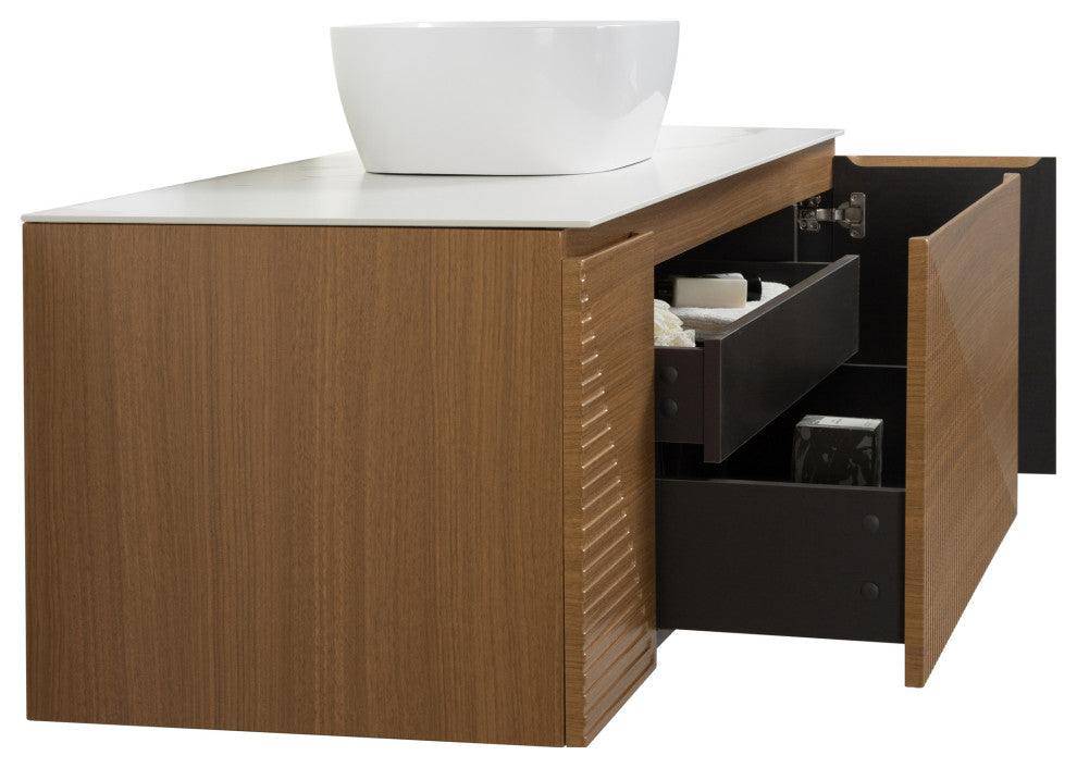 Simon Series Wall Mount Vanity With a Porcelain Vessel Sink, 60"