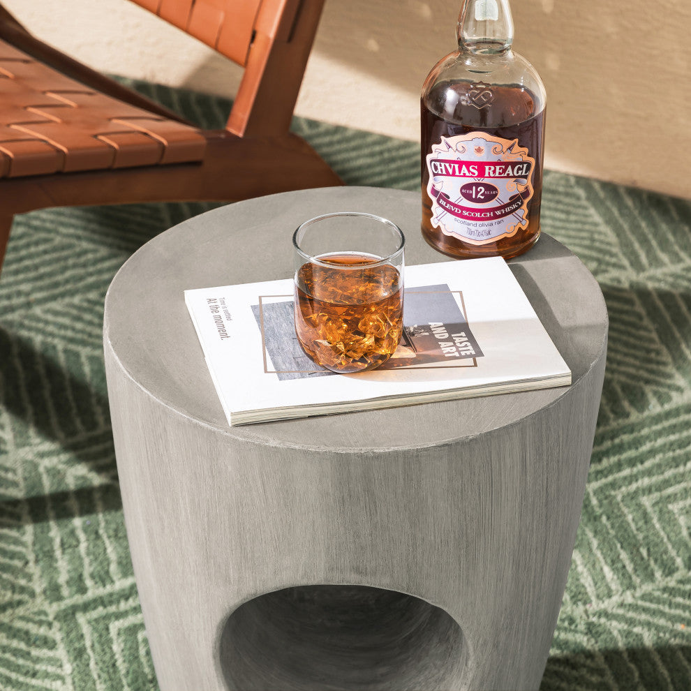 Multi-functional MGO Faux Concrete Garden Stool or Plant Stand or Accent Table