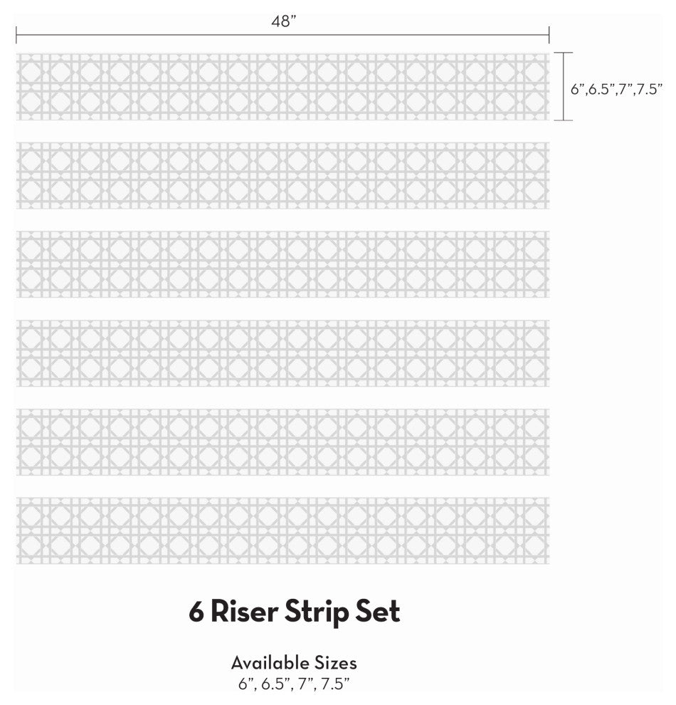 Geometric Peel and Stick Stair Riser Strips, Black, 48"w X 6"h, 6 Pack