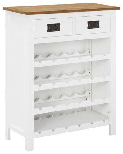 vidaXL Wine Cabinet Bottle Holder 2 Drawers Floor Wine Cabinet Solid Oak Wood