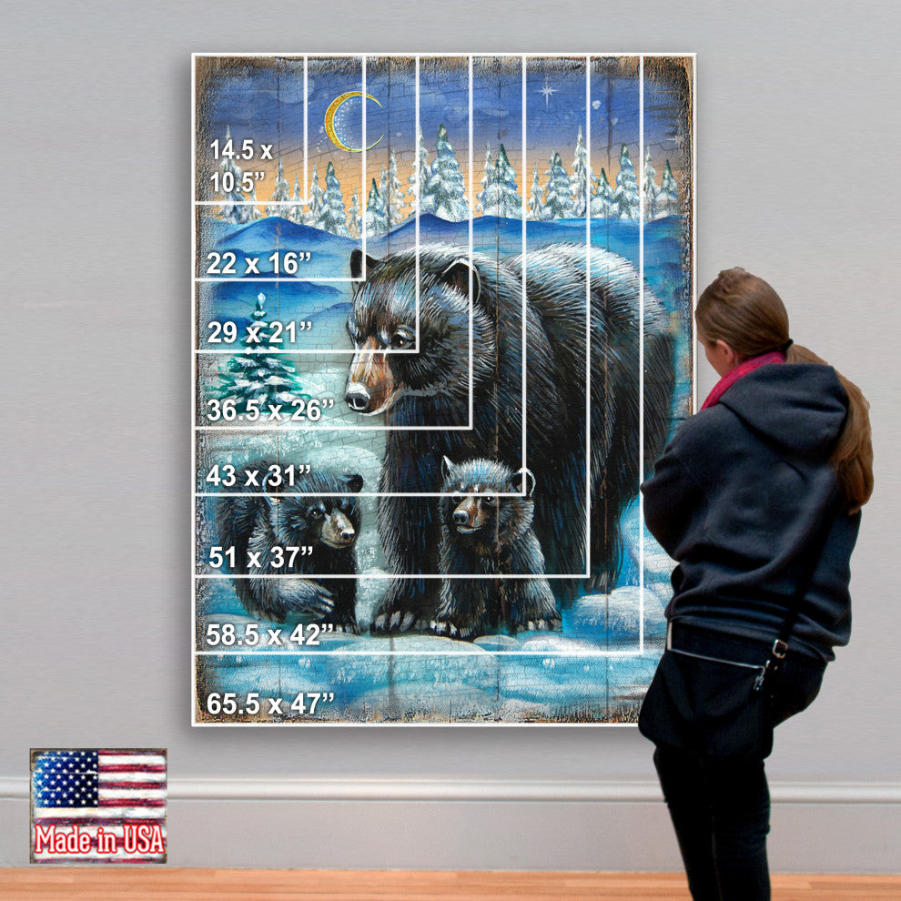 Black Bears Wooden Block, 36"x24"
