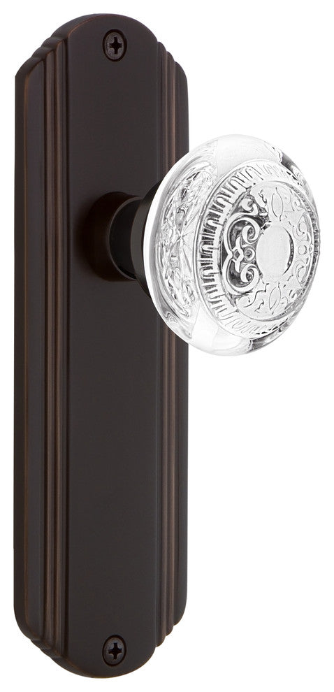 Deco Plate Privacy Crystal Egg and Dart Knob, Timeless Bronze, 2.375"
