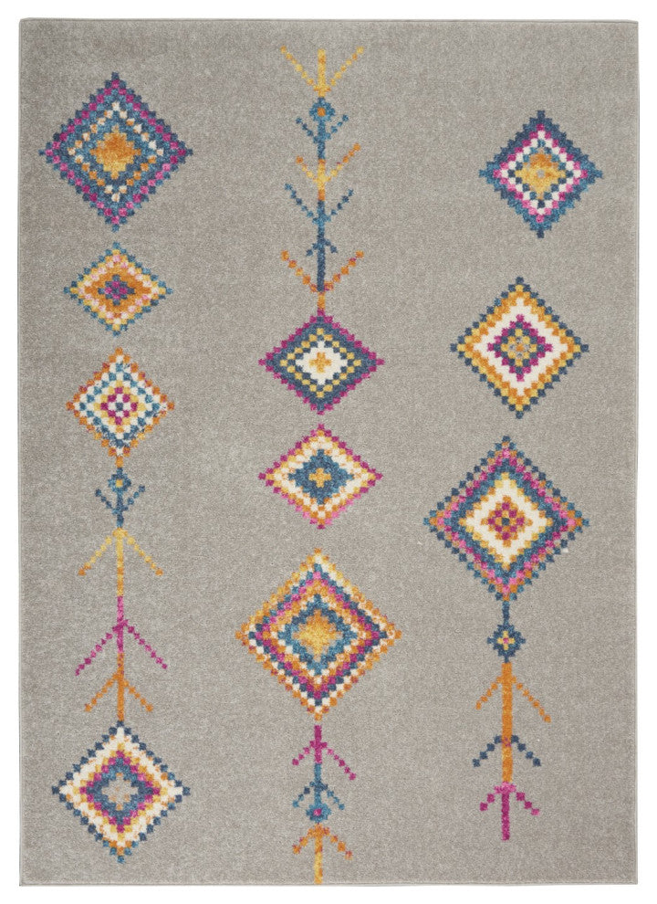 5' X 7' Gray Geometric Berber Area Rug