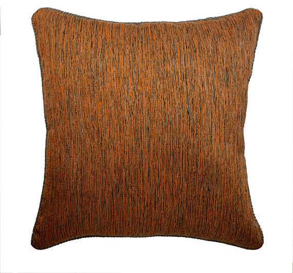 Orange Accent Pillows Jacquard Silk 20"x20" Throw Pillow Cover, Stripe