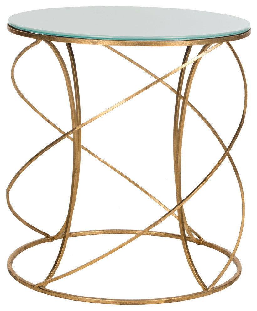 Safavieh Cagney Accent Table, Gold, White Glass Top