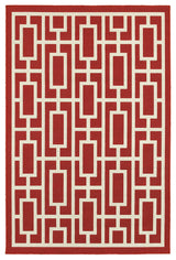 Oriental Weavers Sphinx Meridian 9754R  Outdoor Rug, Red/Ivory, 6'7"x9'6"