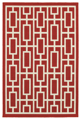 Oriental Weavers Sphinx Meridian 9754R  Outdoor Rug, Red/Ivory, 6'7"x9'6"