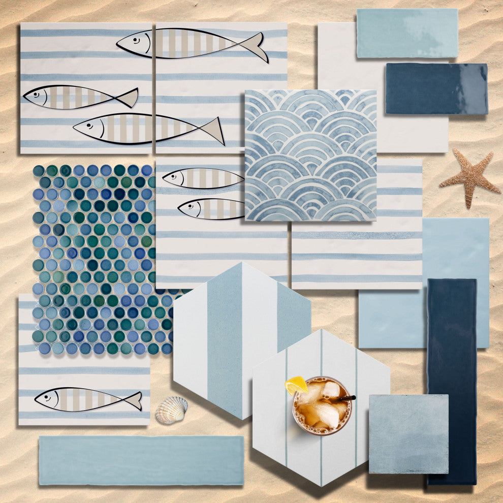 Berta Onda Decor Ceramic Wall Tile, Stripe