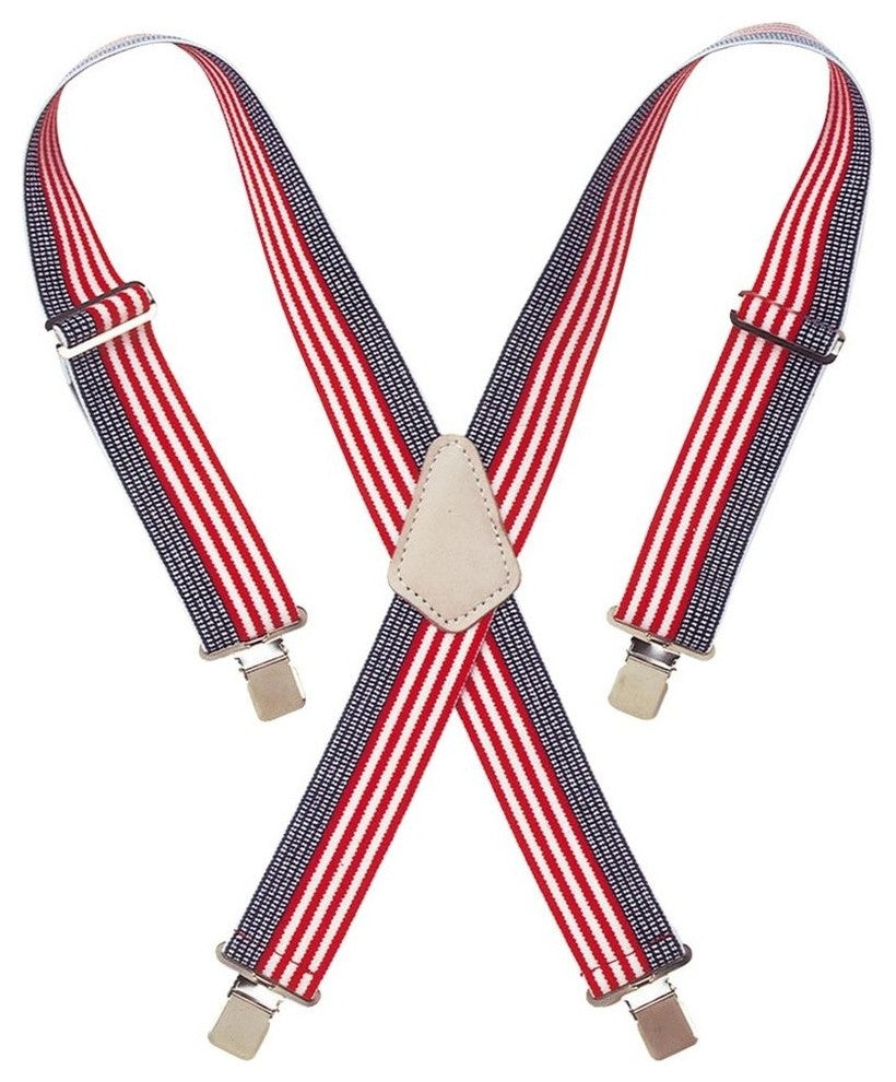 CLC 110USA Heavy-Duty Adjustable Elastic Suspenders, USA Flag Print