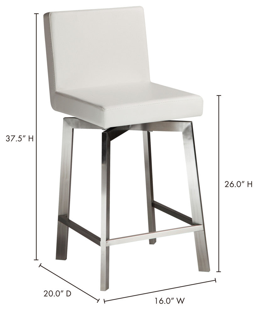 Contemporary Giro Swivel Counter Stool White - White