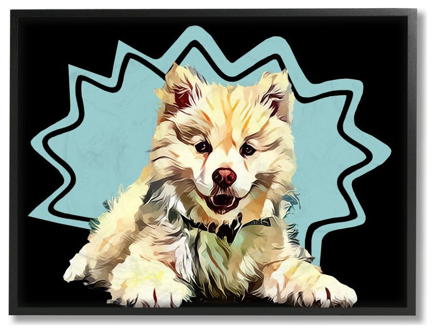 Happy Japanese Spitz Fluffy Dog Pop Art Pet11x14