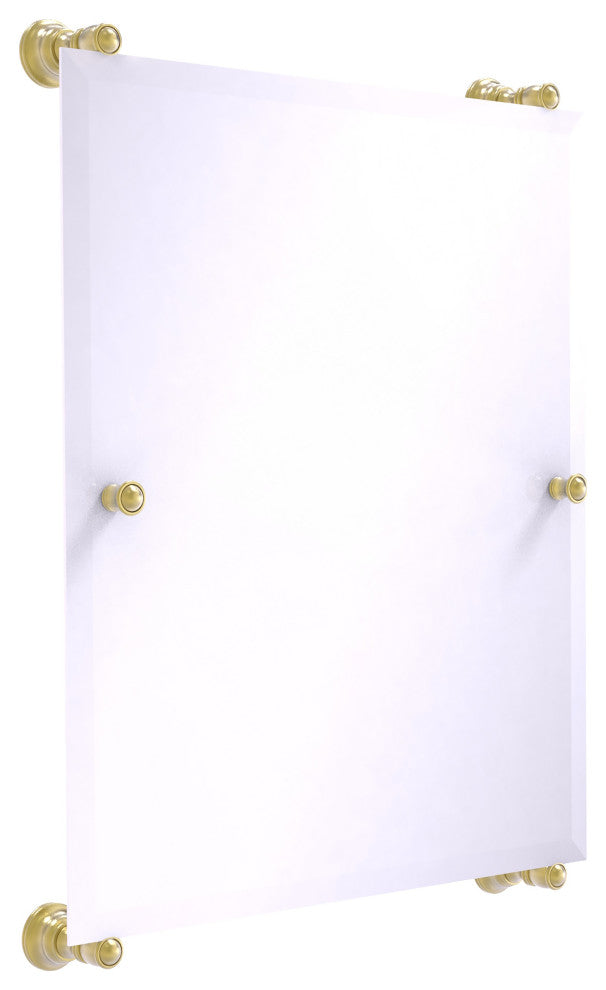 Carolina Frameless Rail Mounted Mirror, Satin Brass