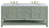 Breckenridge 72" Double Vanity, Smokey Celadon,  Carrara Marble Top
