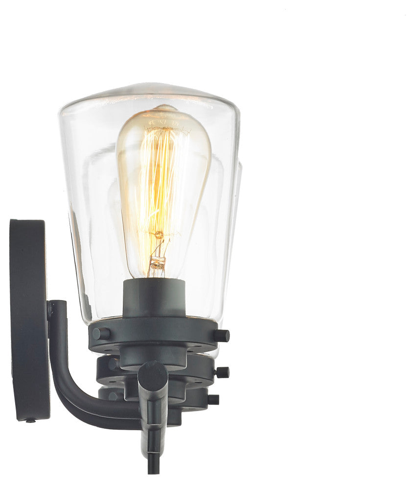 3 Light 20" Black Vanity Bath Light with closed clear glass