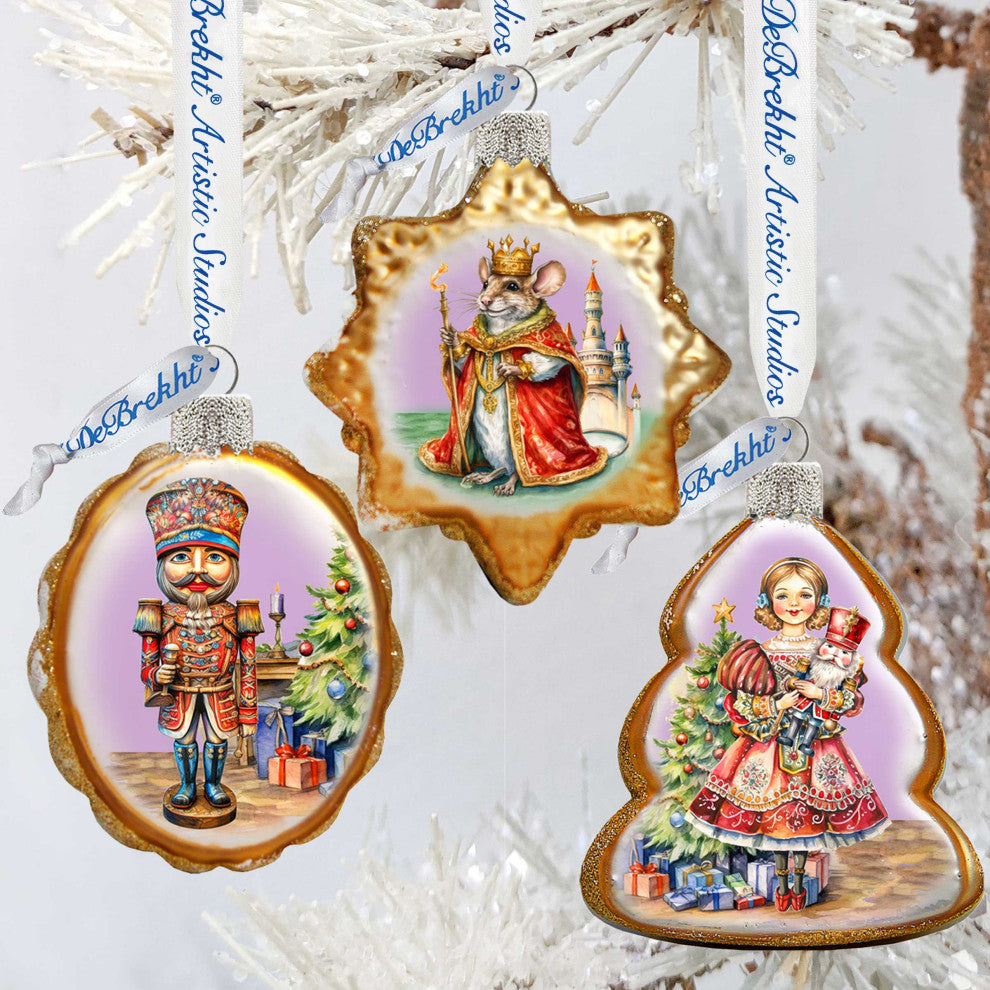 Nutrcracker Mercury Glass Ornaments Set of 3