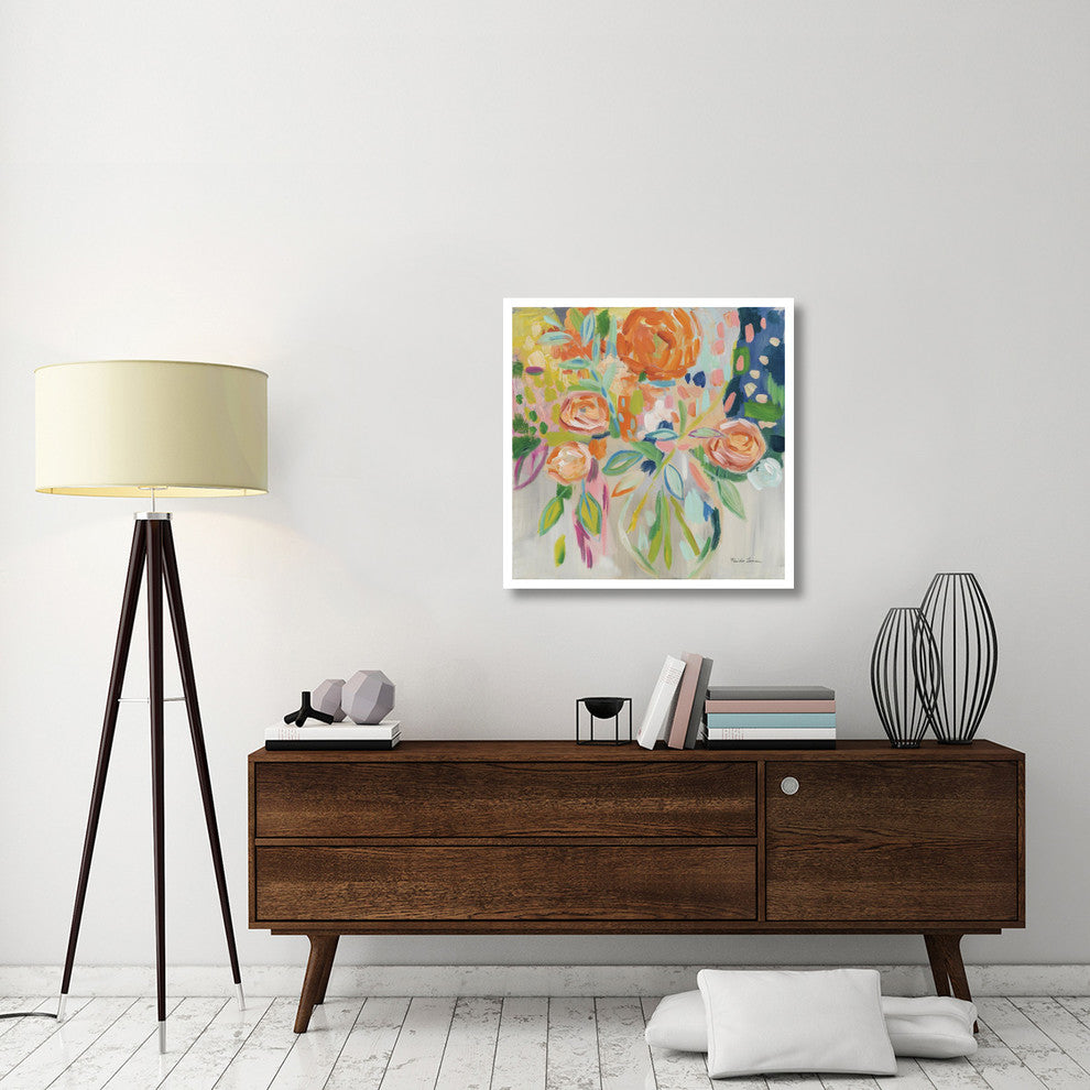 "Summer Orange Floral" Digital Paper Print by Farida Zaman, 32"x32"