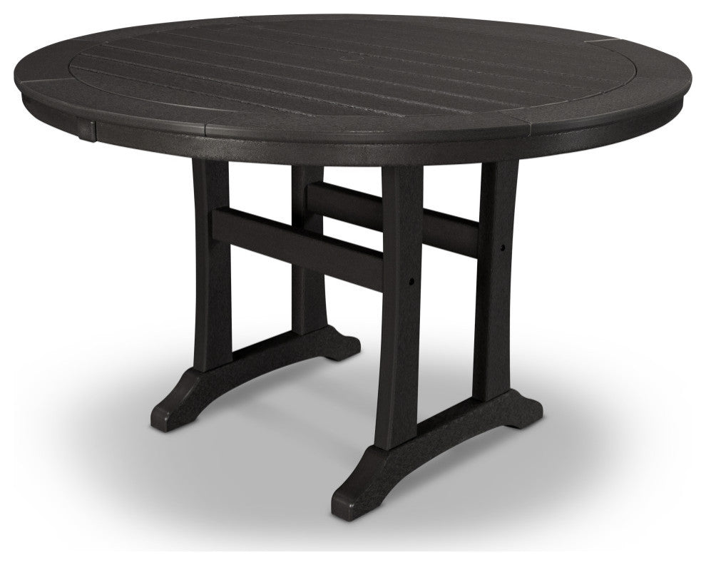 Polywood Nautical Trestle 48" Round Dining Table, Black