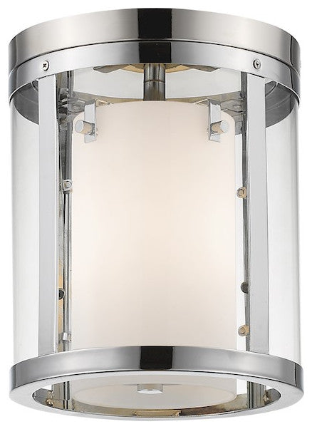 Zlite 426F-CH 3-Light Flush Mount, Clear Outside/Matte Opal Inside